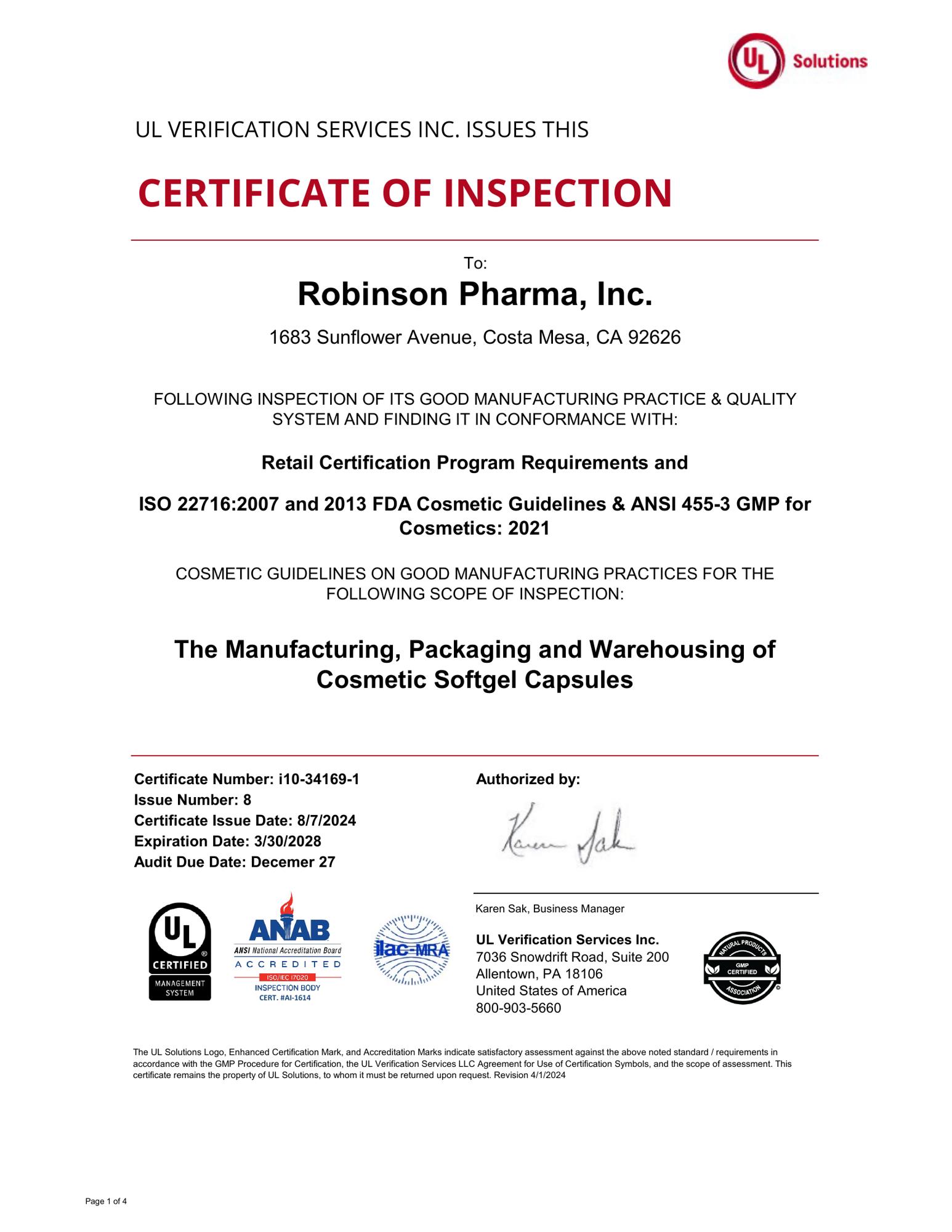2024 Robinson Pharma, Inc. 1006465 CofC Issue 8 (COS)_unlocked